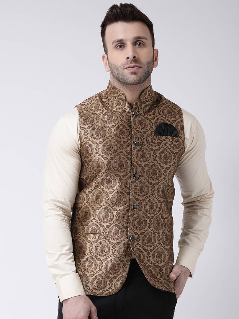 Polyester Jacquard Jacquard Ethnic Jacket For Men